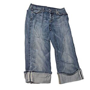 7 for all Mankind Capri Jeans Womens Size 30 Button Fly Low Rise Denim Pants